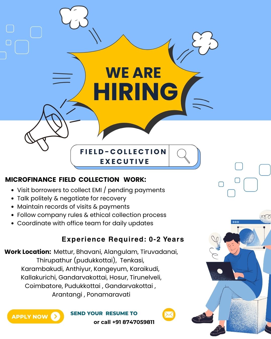 Recruitment poster for Field Collection Executive