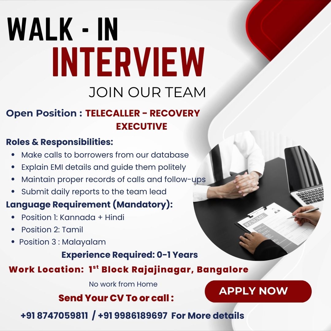 Recruitment poster for Recovery Executive Telecaller